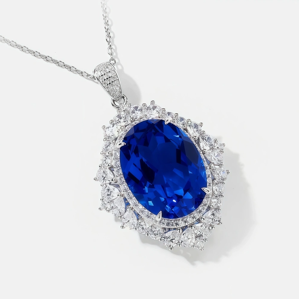 WINKIN WINSIN Brand MST High Quality Artificial Sapphire Lab Grown High Carbon Diamond Droplet Pendants Women Necklaces Jewelry