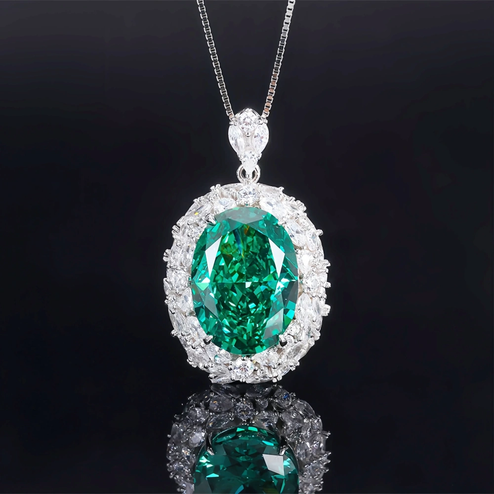 WINKIN WINSIN Brand Real 925 Sterling Silver Pendant Necklace Carbon Diamond 13*18mm Egg Gemstones Pendants Necklaces Jewelry