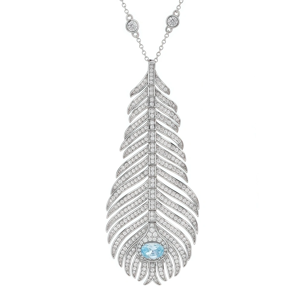 WINKIN WINSIN Brand MST Luxury Brand Designer 925 Sterling Silver Feather Necklace Electroplated Gold Necklaces Jewelry