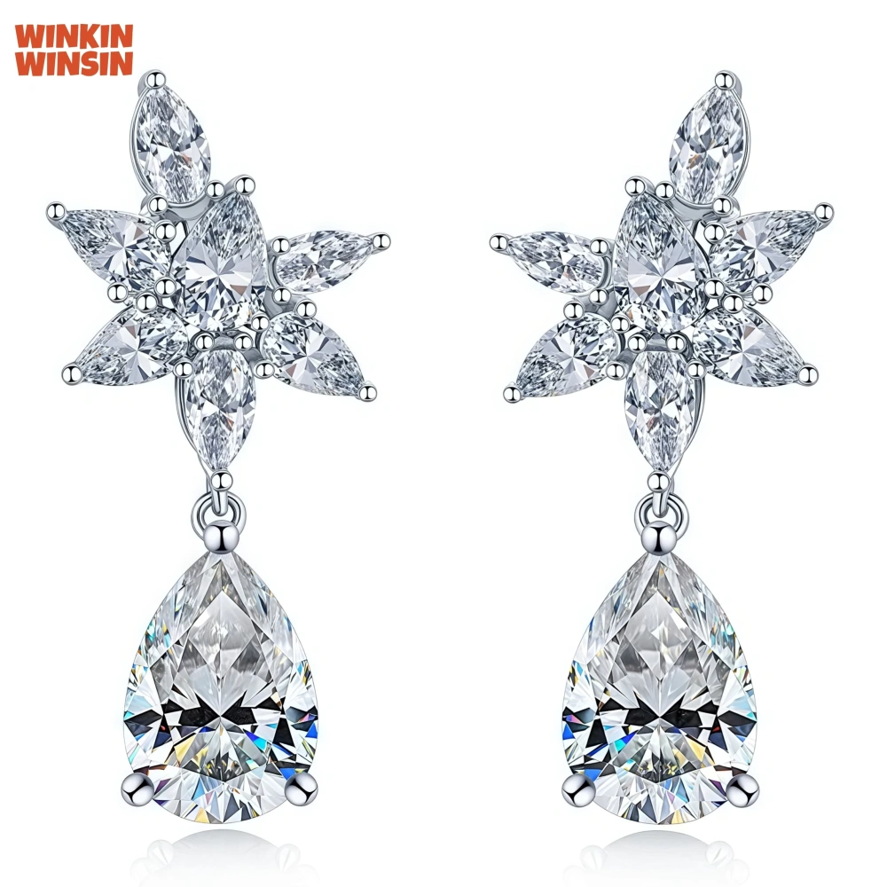 Winkin Winsin Brand Luxury Brand Designer Top Moissanite Diamond Certificated Quality 925 Sterling  Pendant Earrings Jewelry