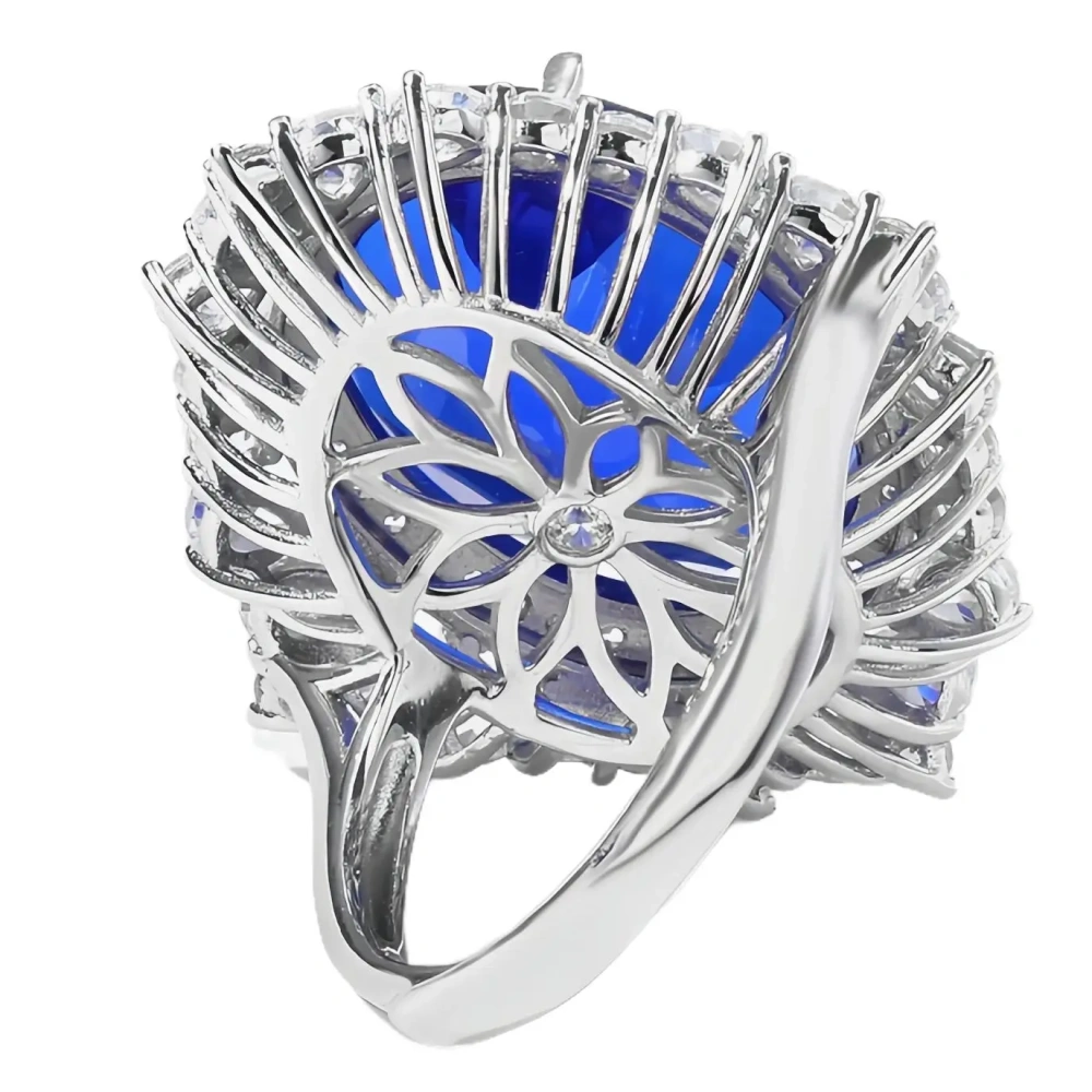 WINKIN WINSIN Brand 925 Sterling Silver Ring with High Carbon Diamond Lab Grown Gemstones Sapphire Rings Jewelry