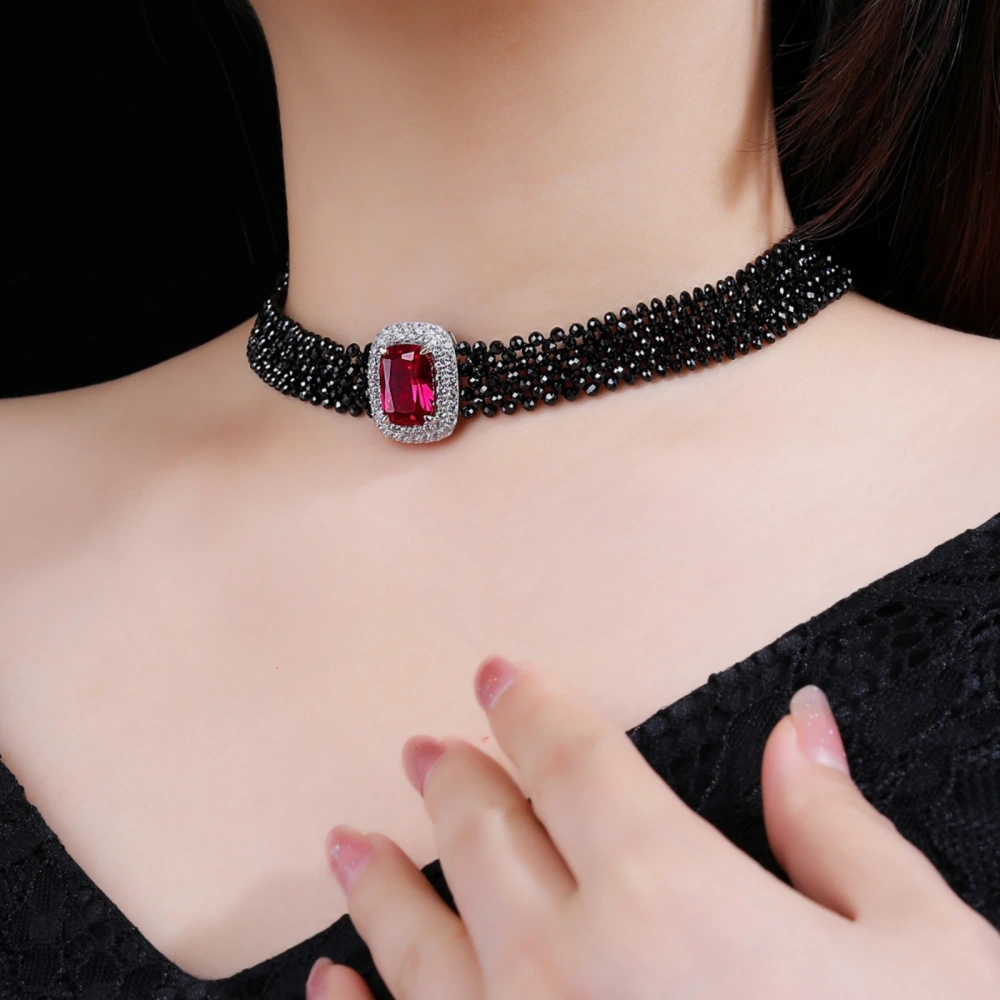 WINKIN WINSIN Brand MST Flower Lab Grown Gemstones Collar Choker Necklace 925 Sterling Silver Multi Layer Necklace Jewelry