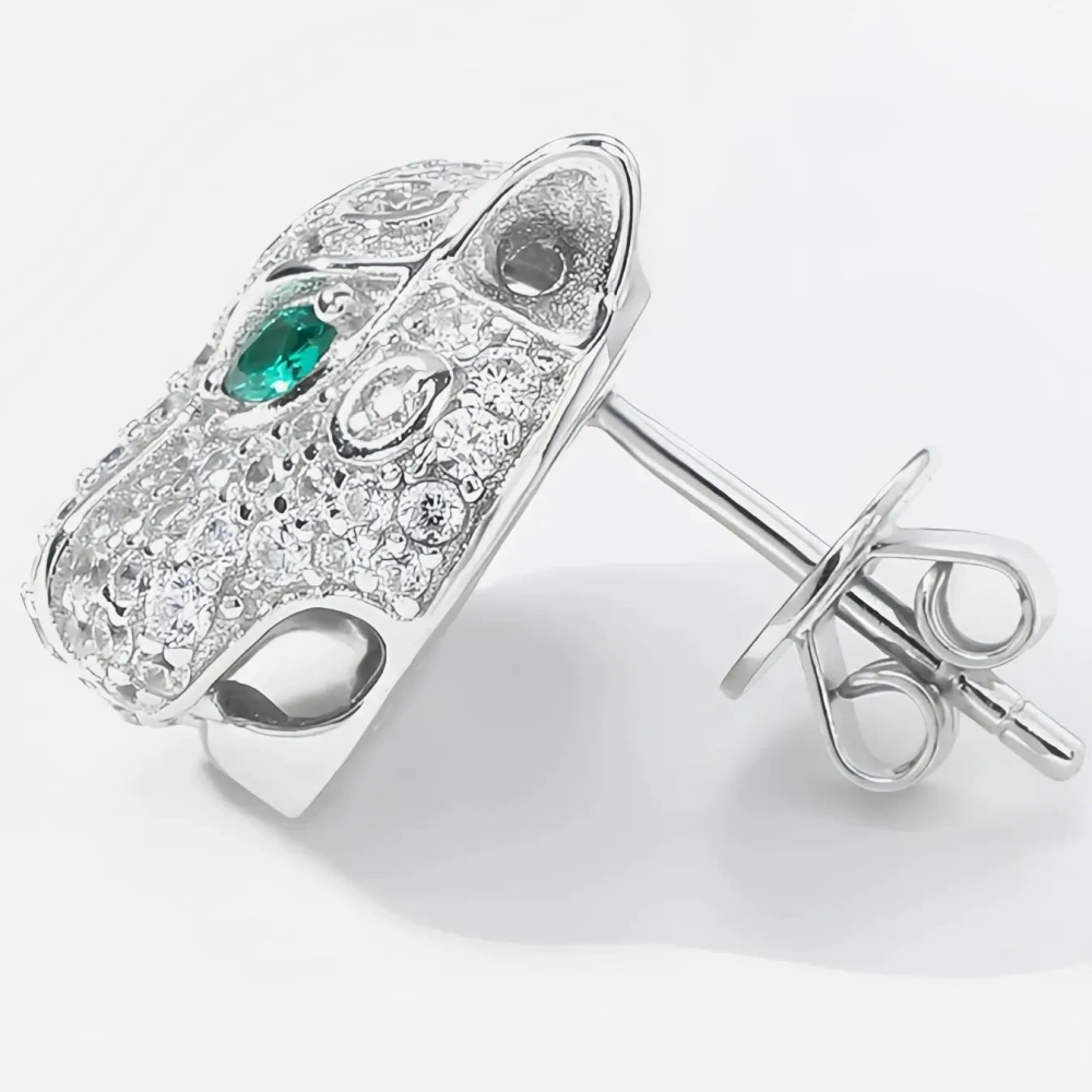WINKIN WINSIN Brand MST Full Diamond Leopard Head Zircon Stud Earrings 925 Sterling Silver Stud Earrings For Women Fine Jewelry