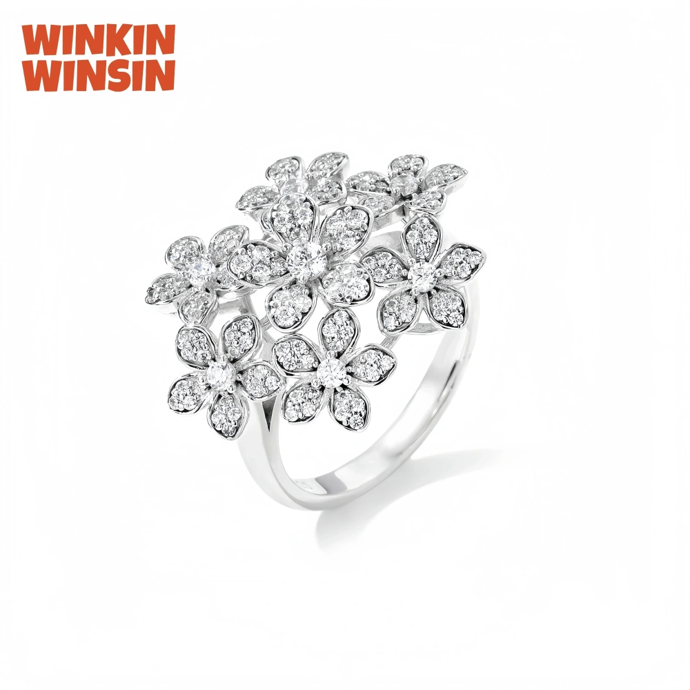 WINKIN WINSIN Brand MST 925 Sterling Silver Flower Graf Ring Lab Grown Gemstones High Carbon Diamond Rings Fine Jewelry