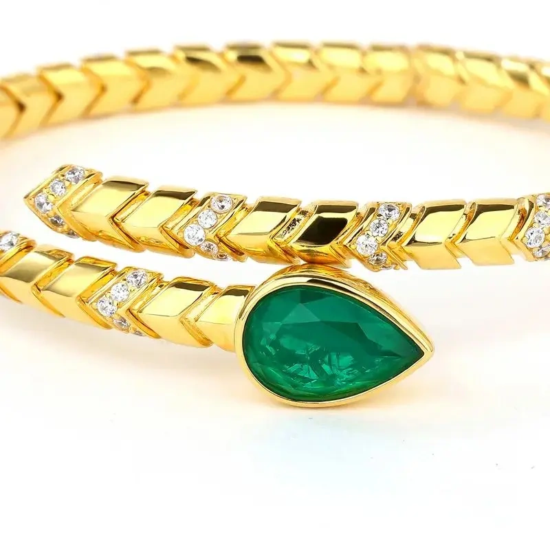 WINKIN WINSIN Brand MST 925 Sterling Silver Bracelet 18k Gold Plated Bangle Wire Drawing Process Snake Shaped Bracelets Jewelry