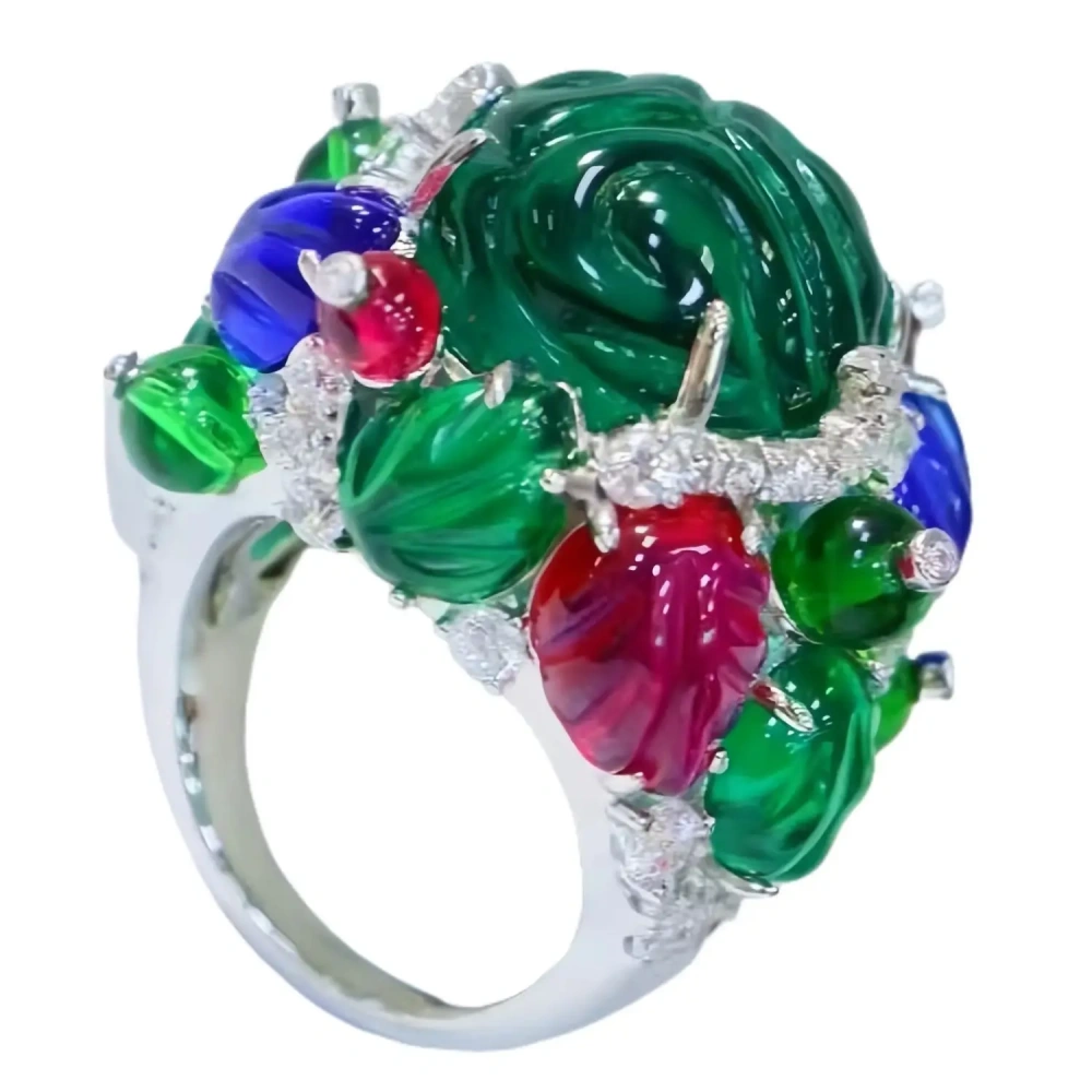 WINKIN WINSIN Brand MST Luxury Brand Designer 925 Sterling Silver Ring Lab Grown Gemstones Tutti Frutti Rings Fine Jewelry