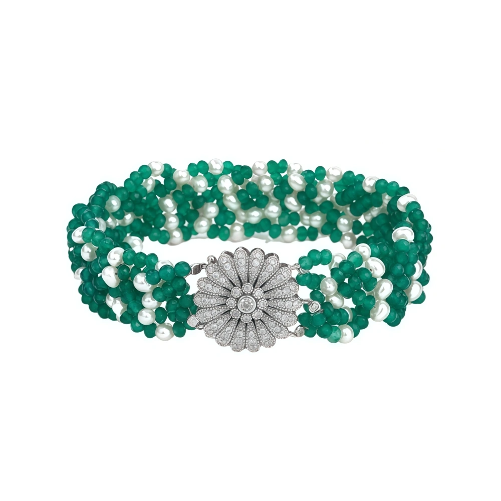 WINKIN WINSIN Brand Designer S925 Pure Silver Green Agate Bracelet 28.6g Certificate Natural Pearl Bracelet Jewellery