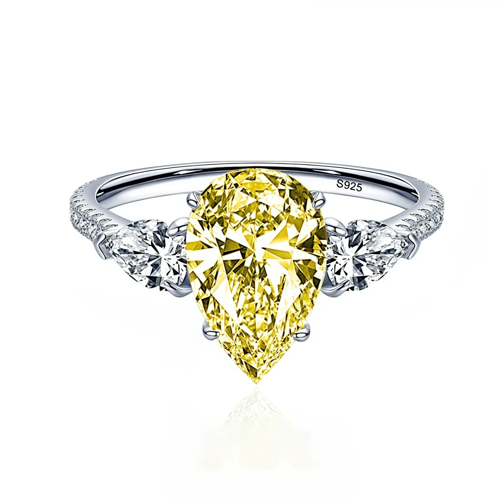 WINKIN WINSIN Brand MST 4.7ct 925 Sterling Silver Synthetic Sapphire Rings For Women High Carbon Diamond Ring Jewelry