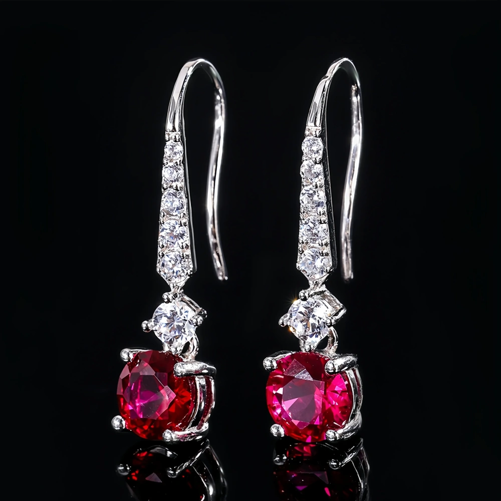 WINKIN WINSIN Brand Real S925 925 Sterling Silver Drop Earrings For Women Red Blue Gemstones Pendant Earring Pure Silver Jewelry