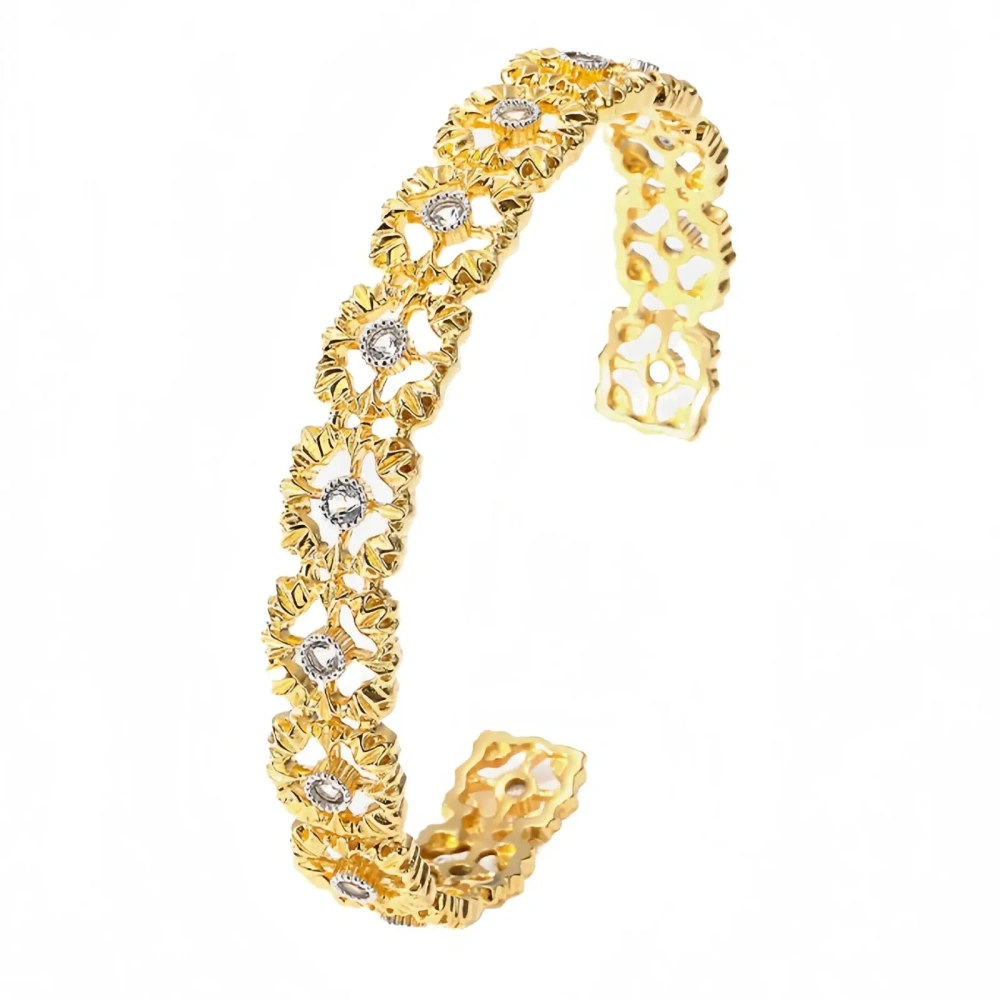 WINKIN WINSIN Brand MST 925 Sterling Silver Bracelet Lab Grown High Carbon Diamond Lace Hollow Opening Bracelets Jewelry