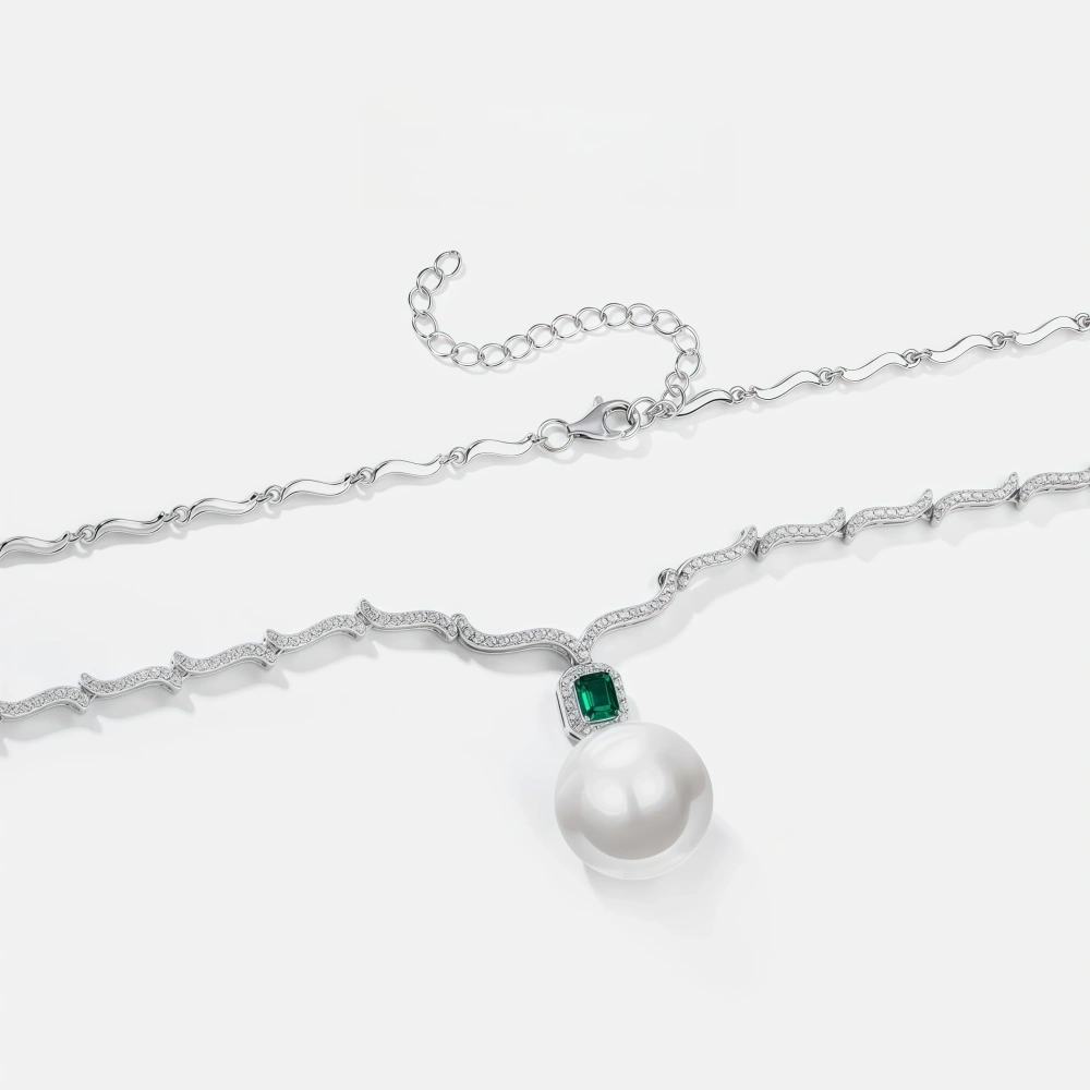 WINKIN WINSIN Brand MST High Quality Natural Pearl Necklace Pearl Necklace Emerald S925 Pure Silver Minimalist Necklace Jewelry