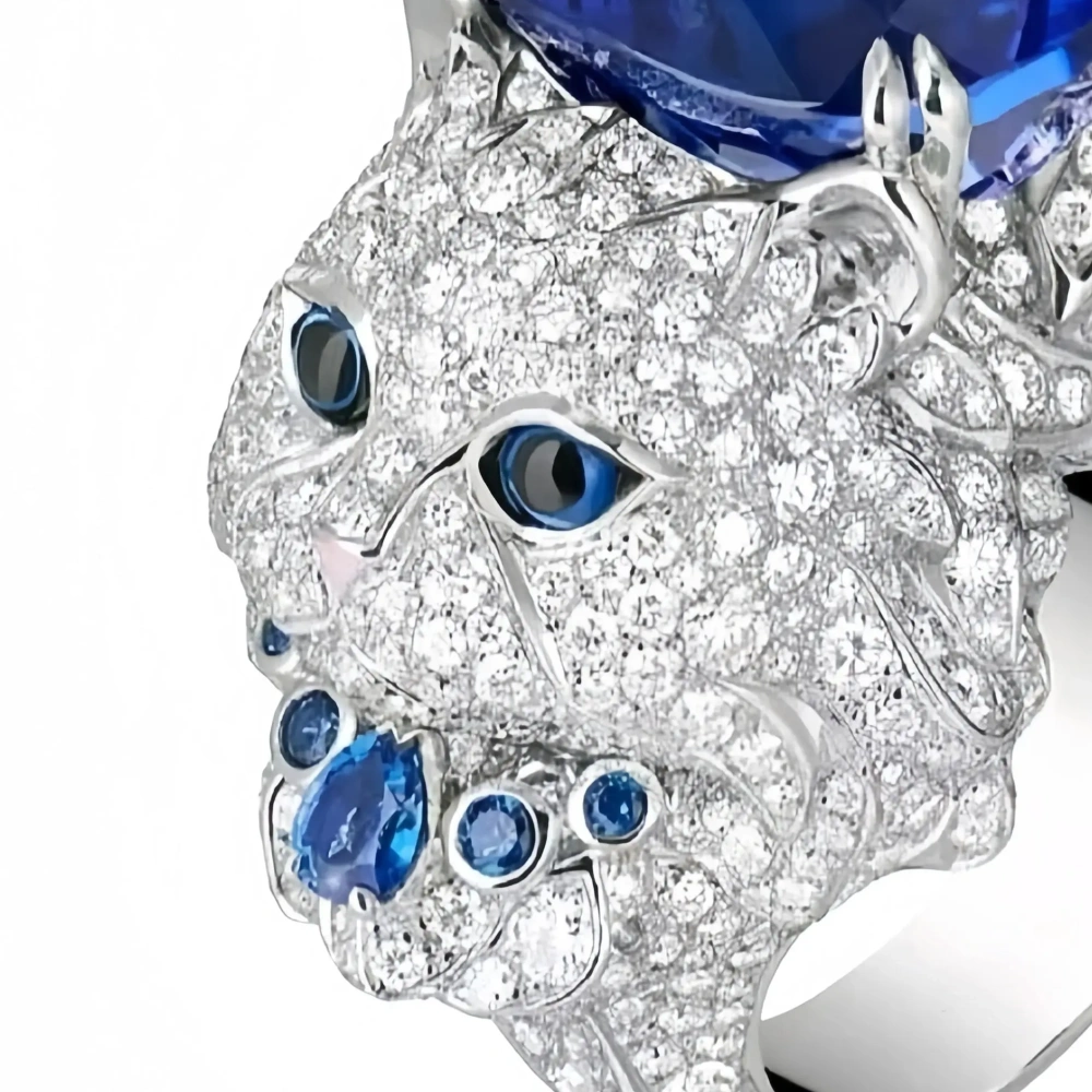 Winkin Winsin Luxury 925 Sterling Silver Ring Lab Grown Gemstones For Women Wladimir Cat Ring High Carbon Diamond Rings Jewelry
