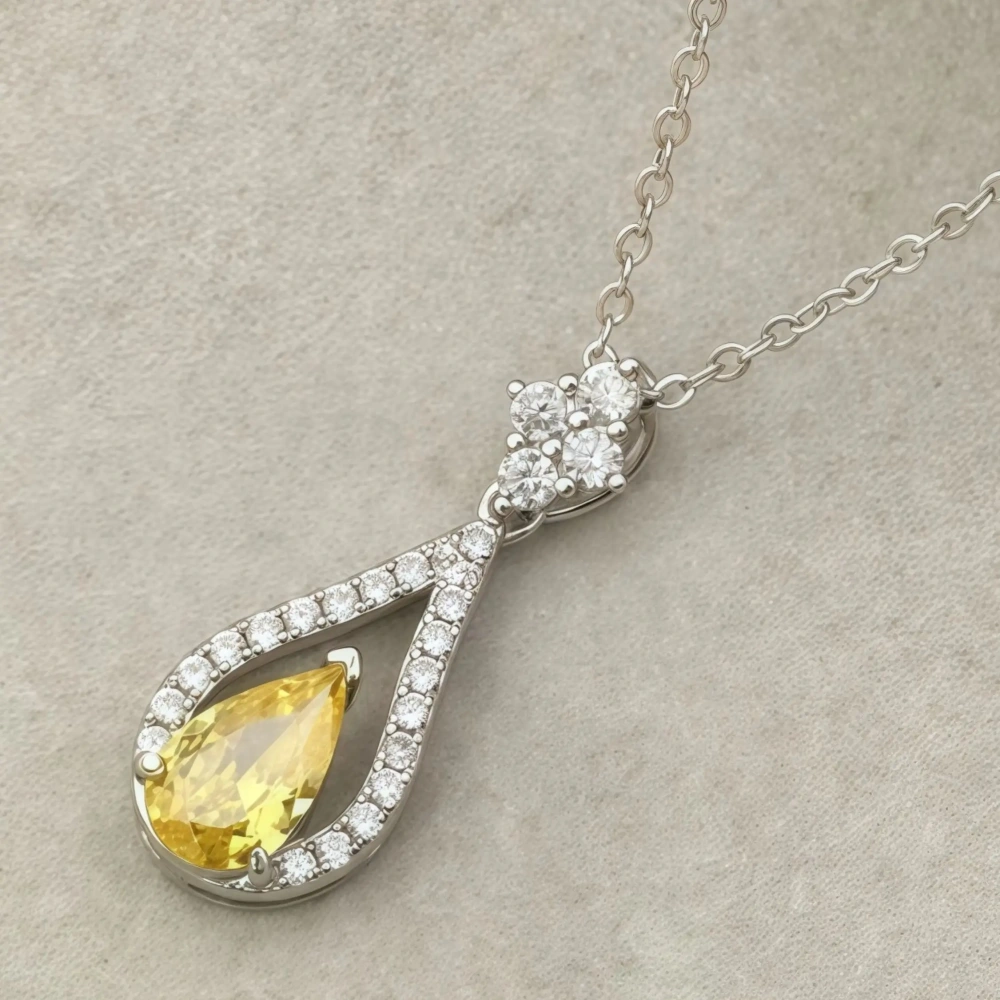 WINKIN WINSIN MST Top Grade s 925 Sterling Silver Chain Necklace Pendant Carbon Diamond Water Drop Pendants Necklaces Jewelry