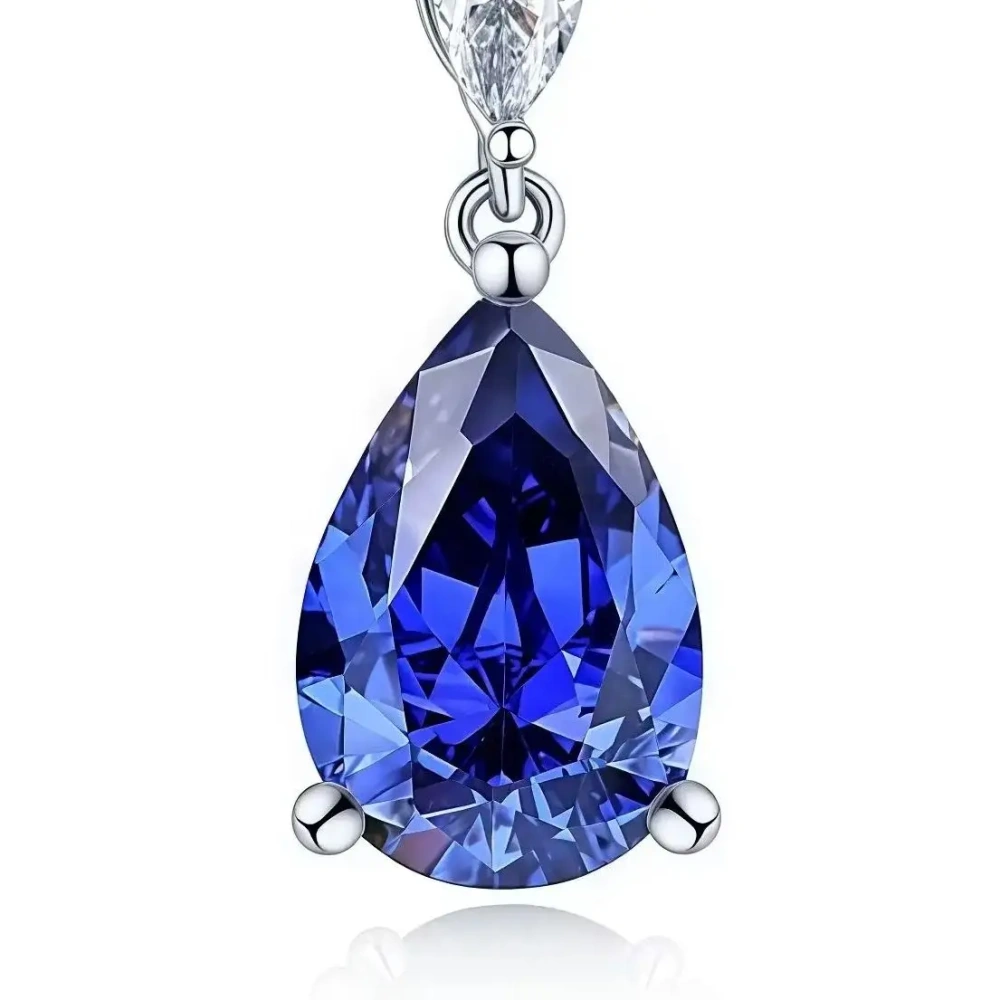 Winkin Winsin Brand Real 925 Sterling Silver Stud Earrings For Women High Carbon Diamond Blue Gemstones Drop Earring Jewelry