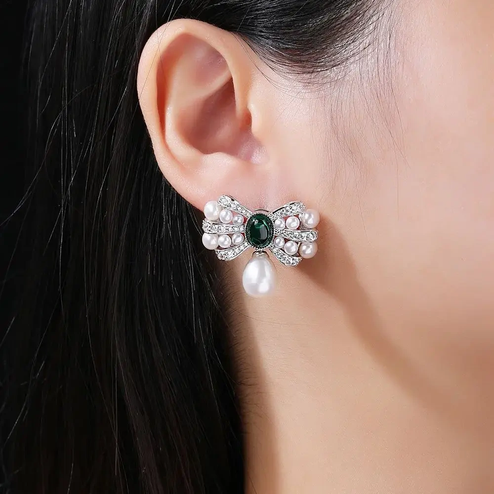 WINKIN WINSIN Brand MST High Quality Lab Grown Gemstone Pearl Drop Earrings For Woman 925 Sterling Silver Earrings Jewelry