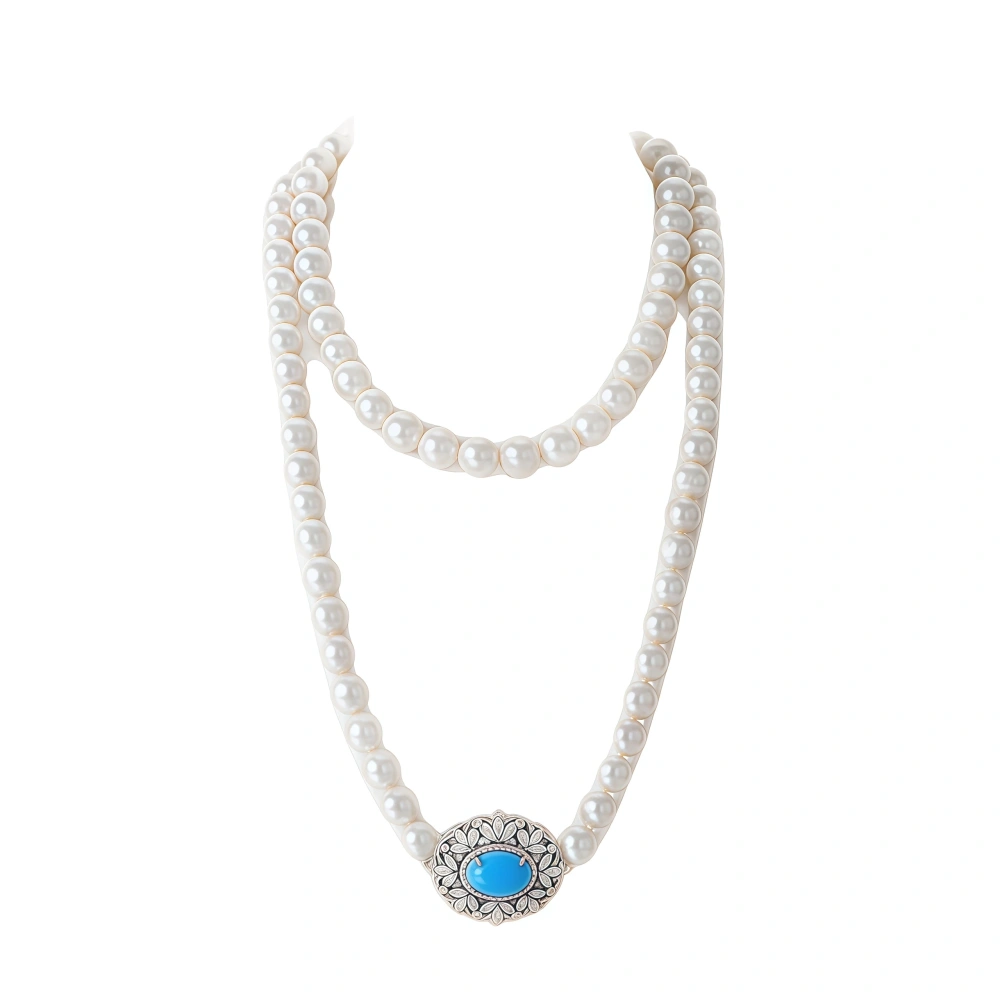 WINKIN WINSIN Brand S925 Pearl Necklace High Grade Electroplated Gold Plated High Carbon Diamond Blue Turquoise Necklace