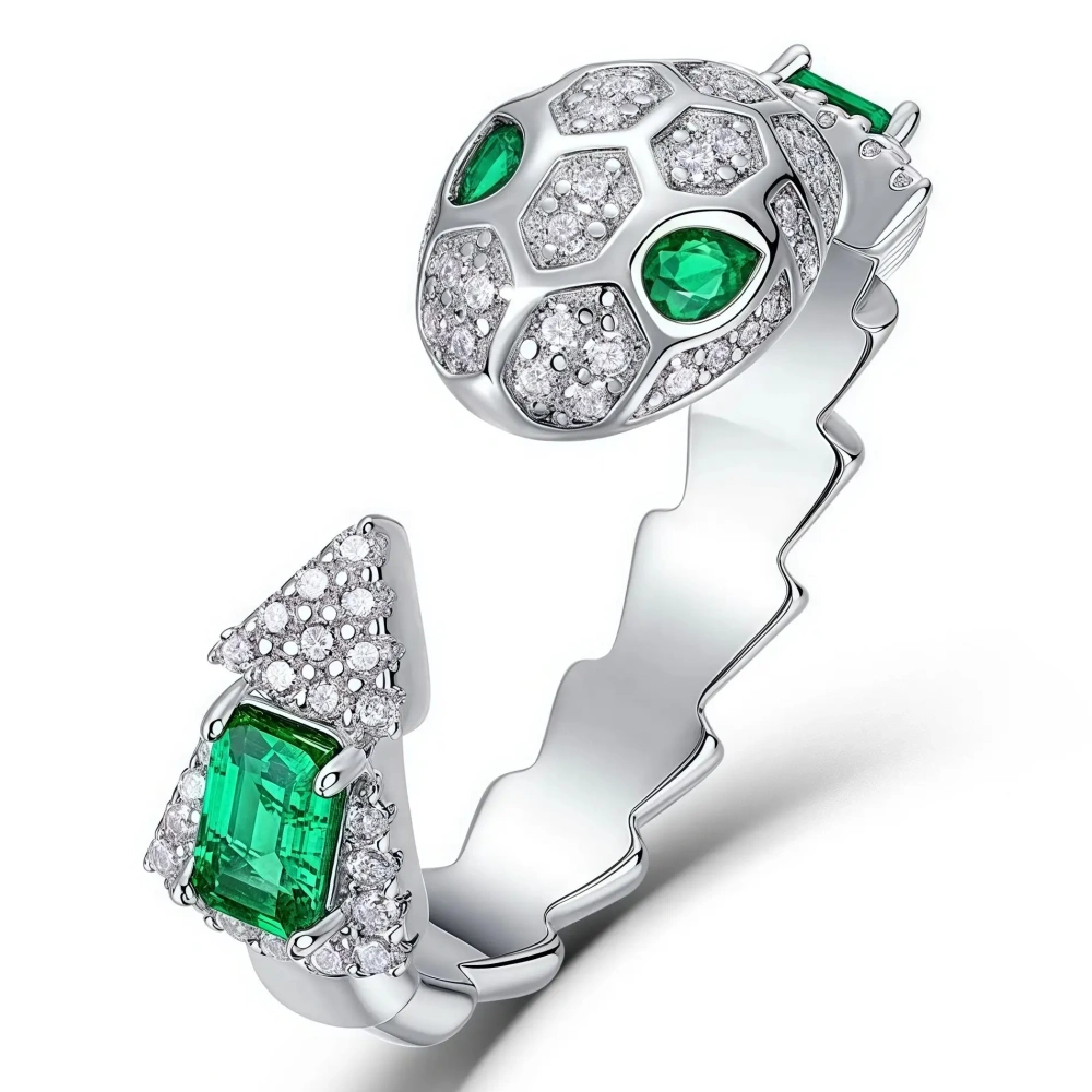 WINKIN WINSIN CMA GRC Certificated Real 925 Sterling Silver Snake Rings For Women Lab Grown Emerald Ruby Gemstones Ring Jewelry