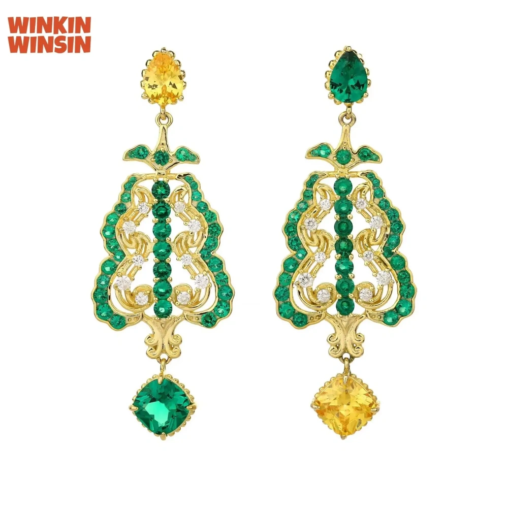 WINKINWINSIN 925 Sterling Silver Earring Lab Grown High Carbon Diamond Gemstone CMA Certificated Drop Earrings For Women Jewelry