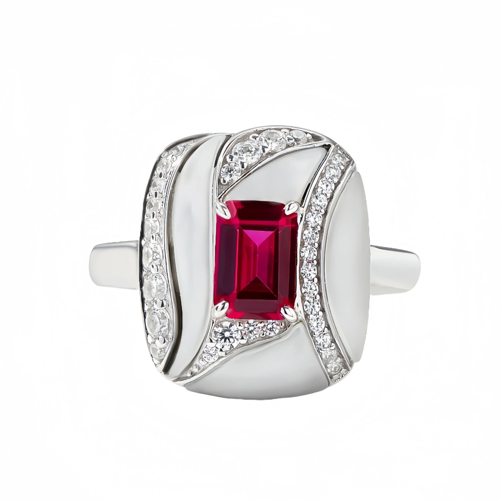 WINKIN WINSIN Brand MST High Quality 925 Sterling Silver Square Shell Ring Lab Grown High Carbon Diamond Rings Fine Jewelry