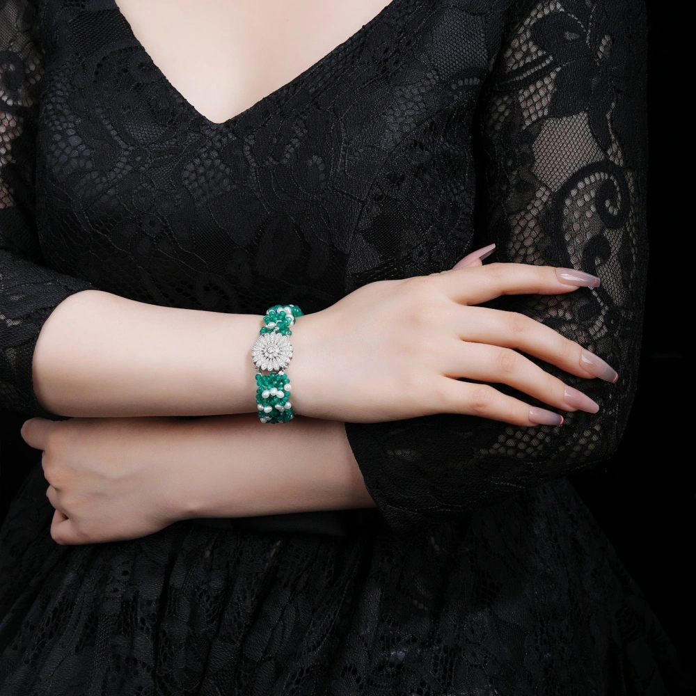 WINKIN WINSIN Brand Designer S925 Pure Silver Green Agate Bracelet 28.6g Certificate Natural Pearl Bracelet Jewellery