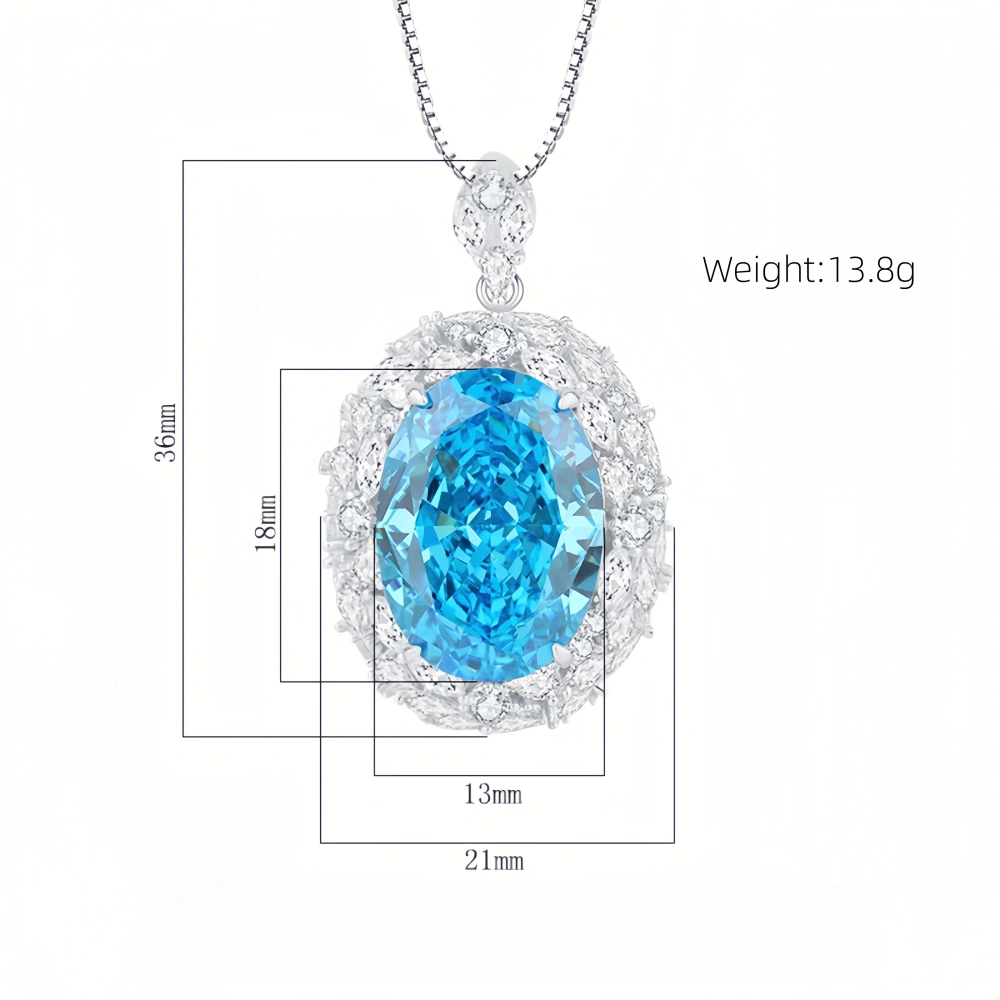 WINKIN WINSIN Brand Real 925 Sterling Silver Pendant Necklace Carbon Diamond 13*18mm Egg Gemstones Pendants Necklaces Jewelry