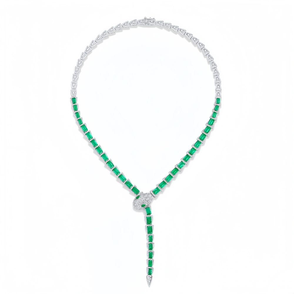 WINKIN WINSIN GRC Certificated Lab Grown Emerald Ruby Gemstones Necklace For Women 925 Sterling Silver Necklace Pendants Jewelry