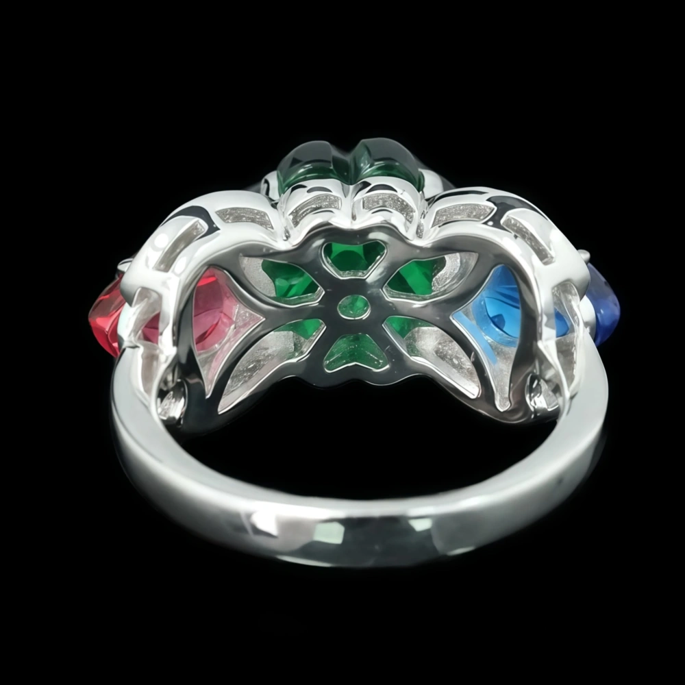 WINKIN WINSIN Brand MST S925 Pure Silver Tutti Frutti Ring High Carbon Diamond Green Fruit Sachet Exquisite Banquet Ring Jewelry