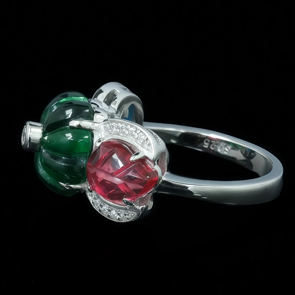 WINKIN WINSIN Brand MST S925 Pure Silver Tutti Frutti Ring High Carbon Diamond Green Fruit Sachet Exquisite Banquet Ring Jewelry