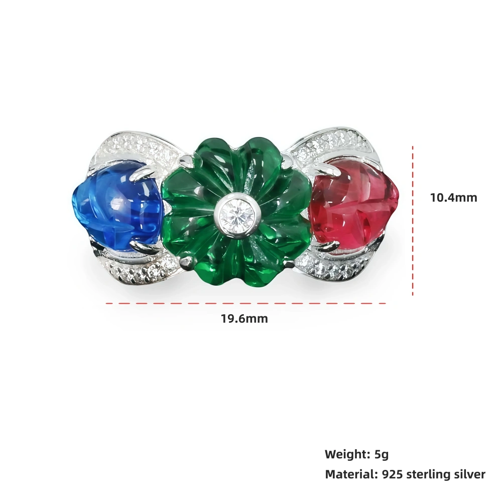 WINKIN WINSIN Brand MST S925 Pure Silver Tutti Frutti Ring High Carbon Diamond Green Fruit Sachet Exquisite Banquet Ring Jewelry