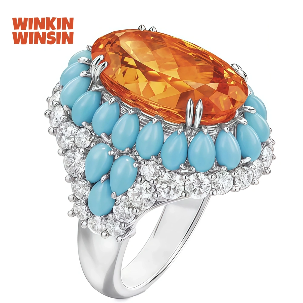 WINKIN WINSIN Brand MST Tutti Frutti 925 Sterling Silver Rings For Women High Carbon Diamond Flower Candy Colorful Ring Jewelry