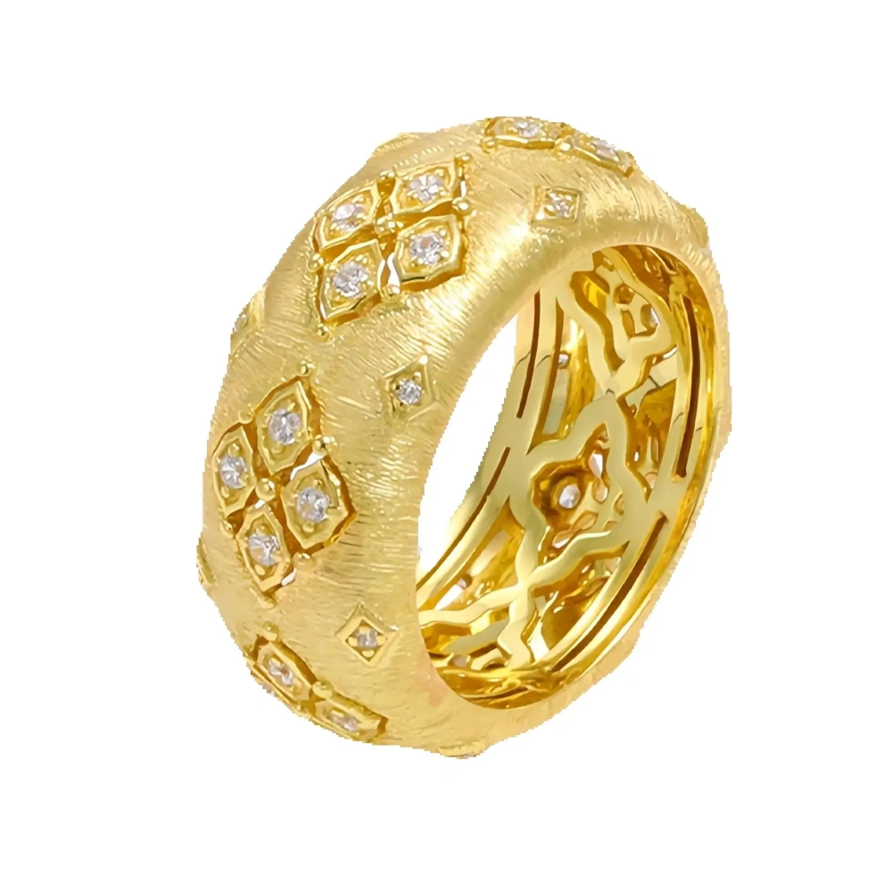 Mushan Luxury Brand Hot Sale Diamond Encrusted Four Leaf Flower Brushed Ring For Women  925 Sterling Silver Ring Jewelry