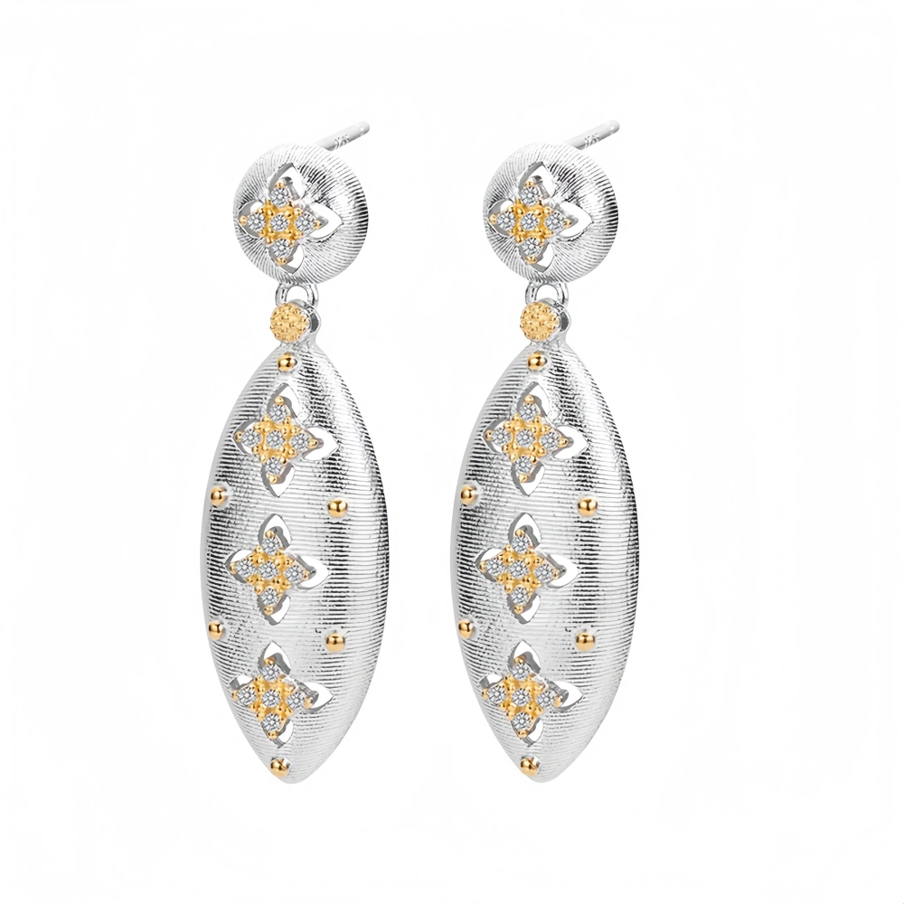 Mushan Luxury Brand S925 Sterling Silver Clover Stud Earrings, A Unique And High-End Italian Earring For Women