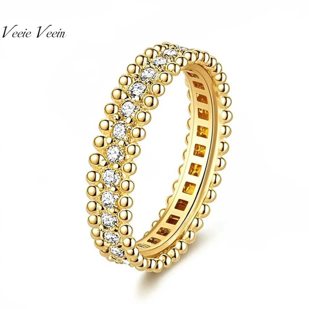 Veeie Veein Luxury Brand High Quality Beaded Edge GRA Certificate Ring For Women S925 Sterling Silver Ring Fashion Ring Jewelry