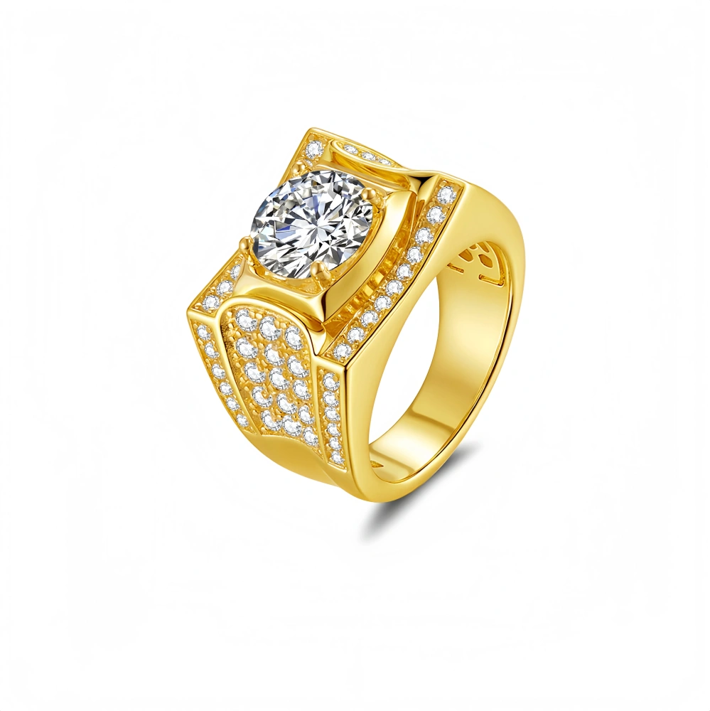 Veeie Veein Luxury Brand S925 Sterling Silver Set With 3-Carat Moissanite Ring Men'S Hip-Hop Sterling Silver Accessory