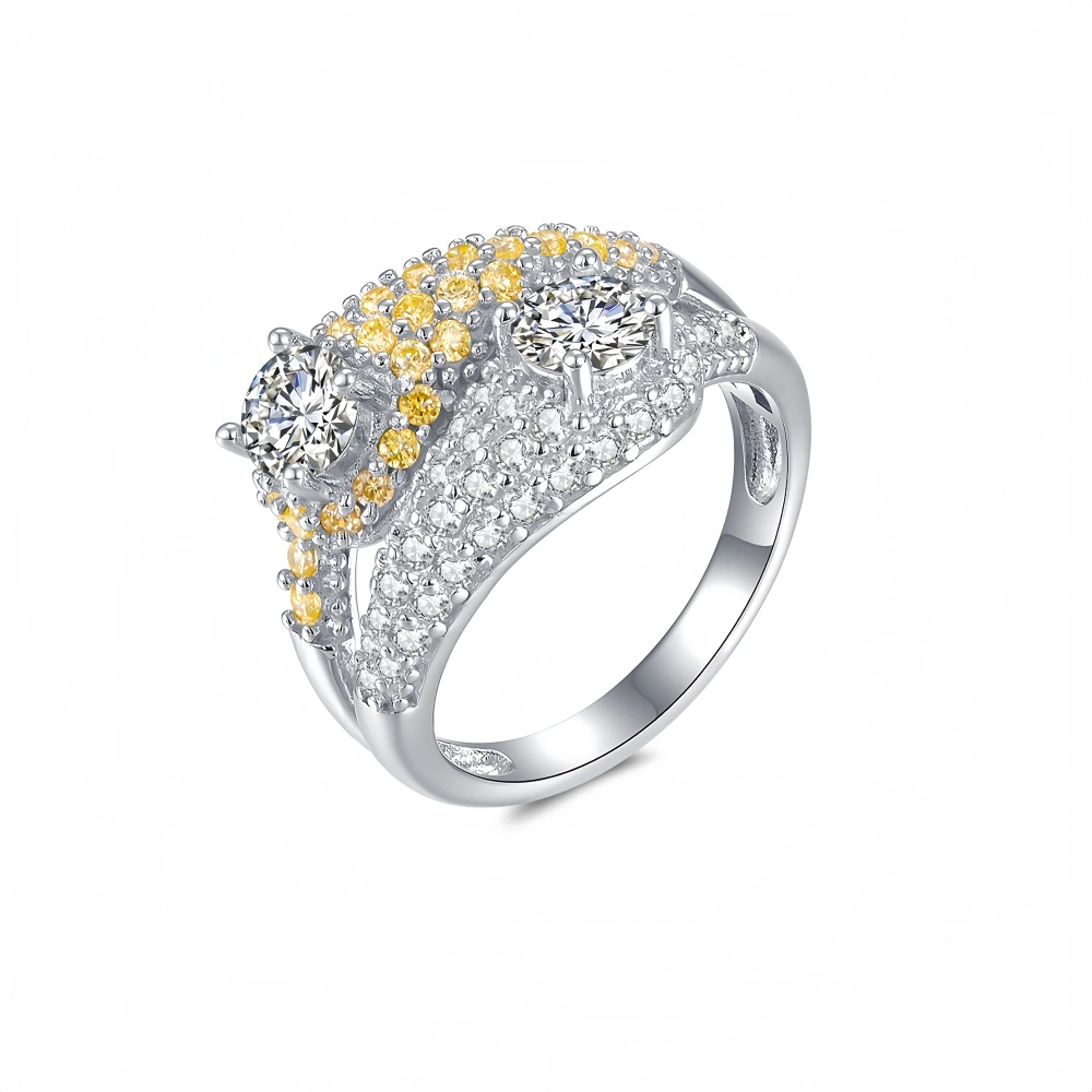 Veeie Veein Luxury Brand Europe And America 925 Sterling Silver Inlay Mosan Ring GRA Certificate Female Noble Ring Jewelry