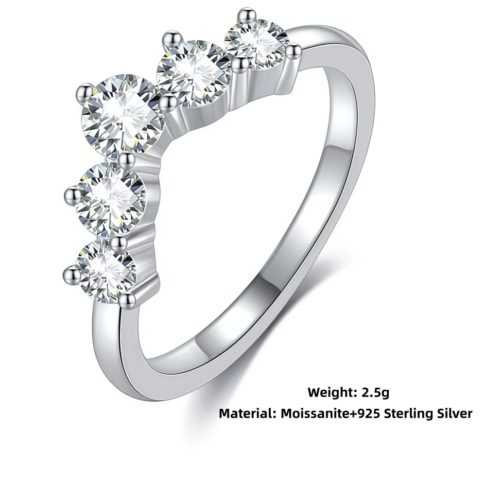 Veeie Veein Luxury Brand S925 Sterling Silver Ring V-Shaped Arrangement All-Moissanite Ring GRA Certificate  Ring Jewelry