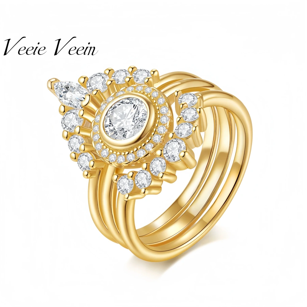 Veeie Veein Fashion Luxury Brand Designer S925 Sterling Silver Ring Moissanite GRA Certificate Floral  Ring Trend Ring Jewelry