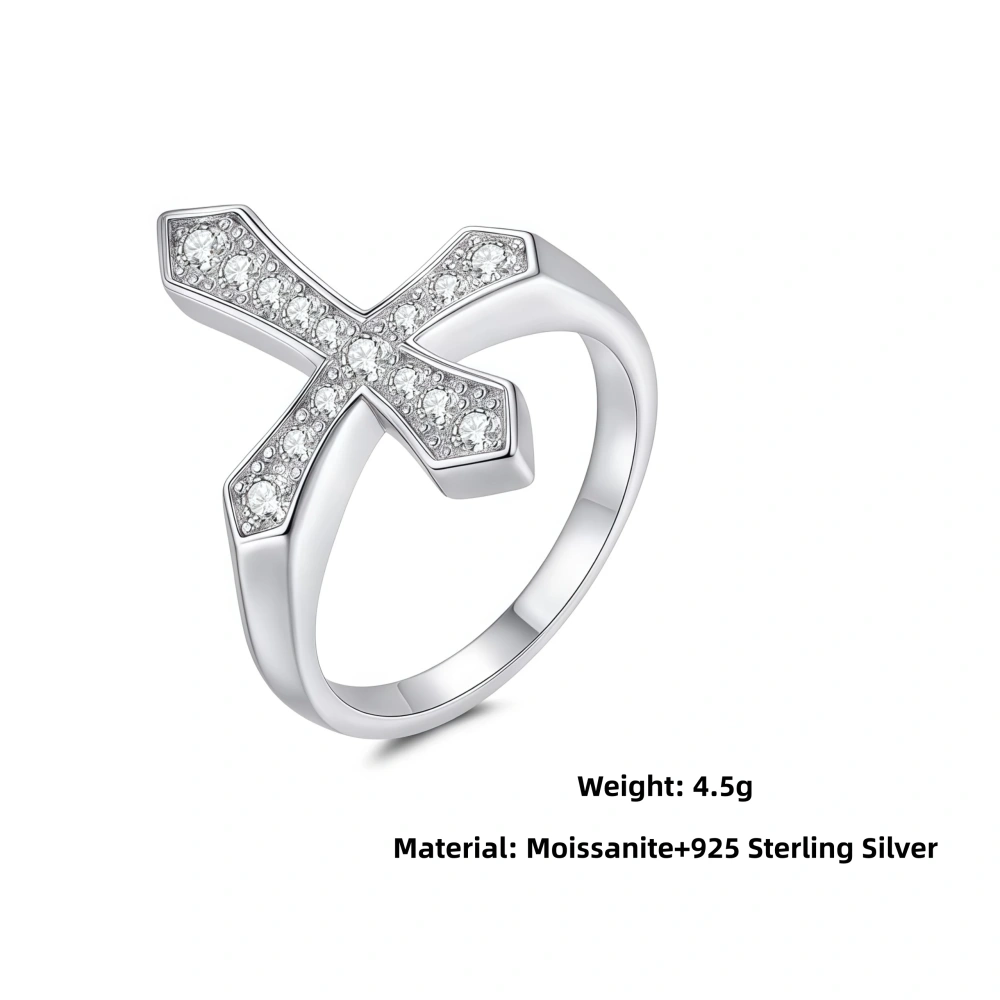 Veeie Veein Luxury Brand  Moissanite Hip Hop Cross Ring GRA Certificate S925 Sterling Silver Light Luxury Women Ring Jewelry