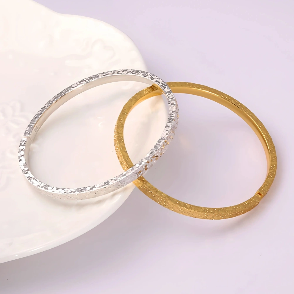 Mushan Luxury Brand Pure Silver Crushed Ice Bracelet For Women New S990 Plain Ring Bracelet Gold Glitter Ring Jewelry