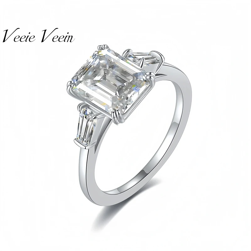 Veeie Veein Luxury Brand  Moissanite 4-Carat Ring GRA Certificate S925 Sterling Silver Light Luxury Women Ring Jewelry