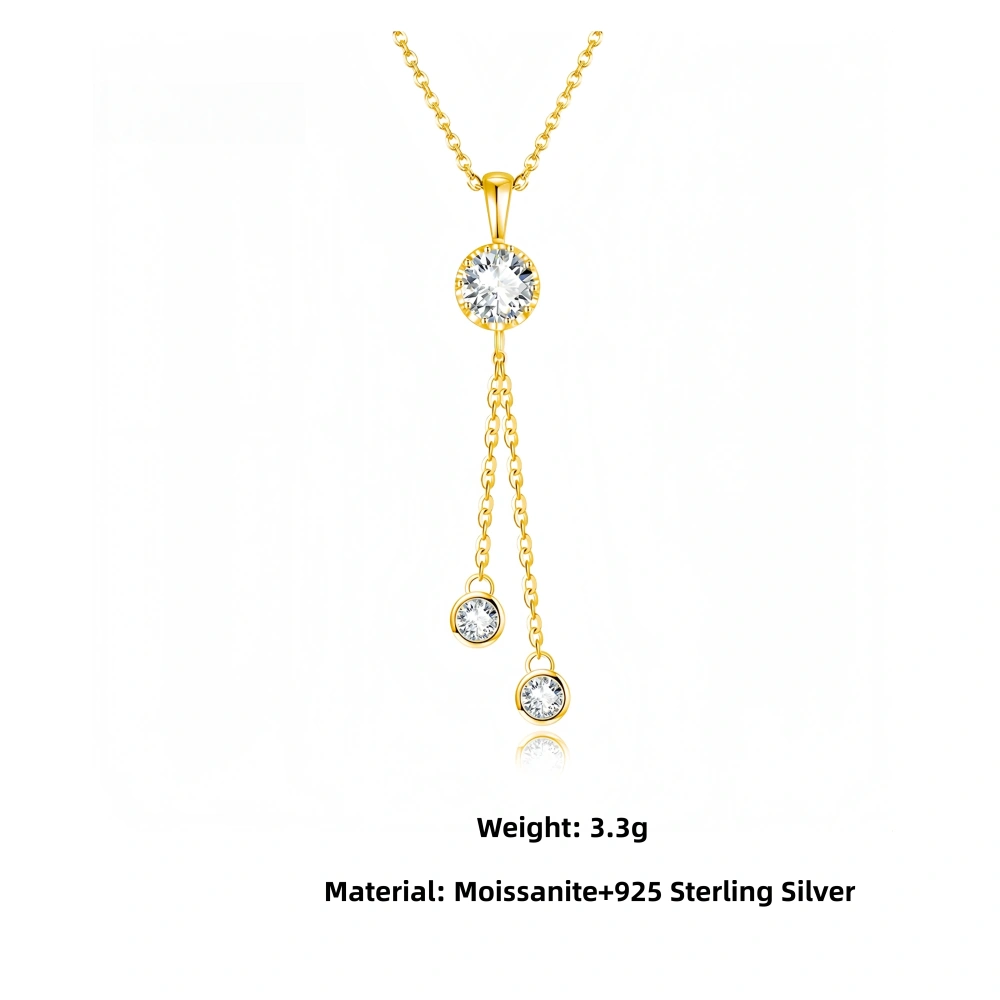 Veeie Veein Luxury Brand Moissanite Necklace S925 Sterling Silver Irregular Tassel Pendant Classic  Women Necklace Jewelry