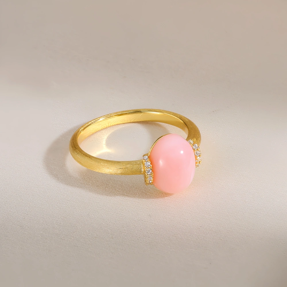 Mushan Luxury Brand 18K Gold Plated Brushed Gold Gemstones Ring Cat Eye Stone Zircon 925 Sterling Silver Rings Fine Jewelry