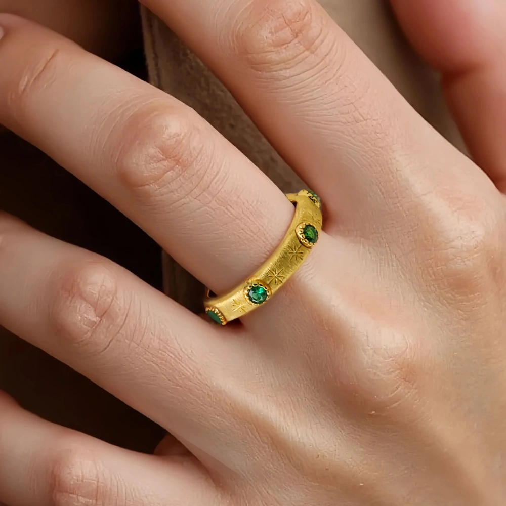 Mushan Luxury Brand Star Shaped Gold-Plated Ring For Women 925 Sterling Silver Party Ring Fine Jewelry