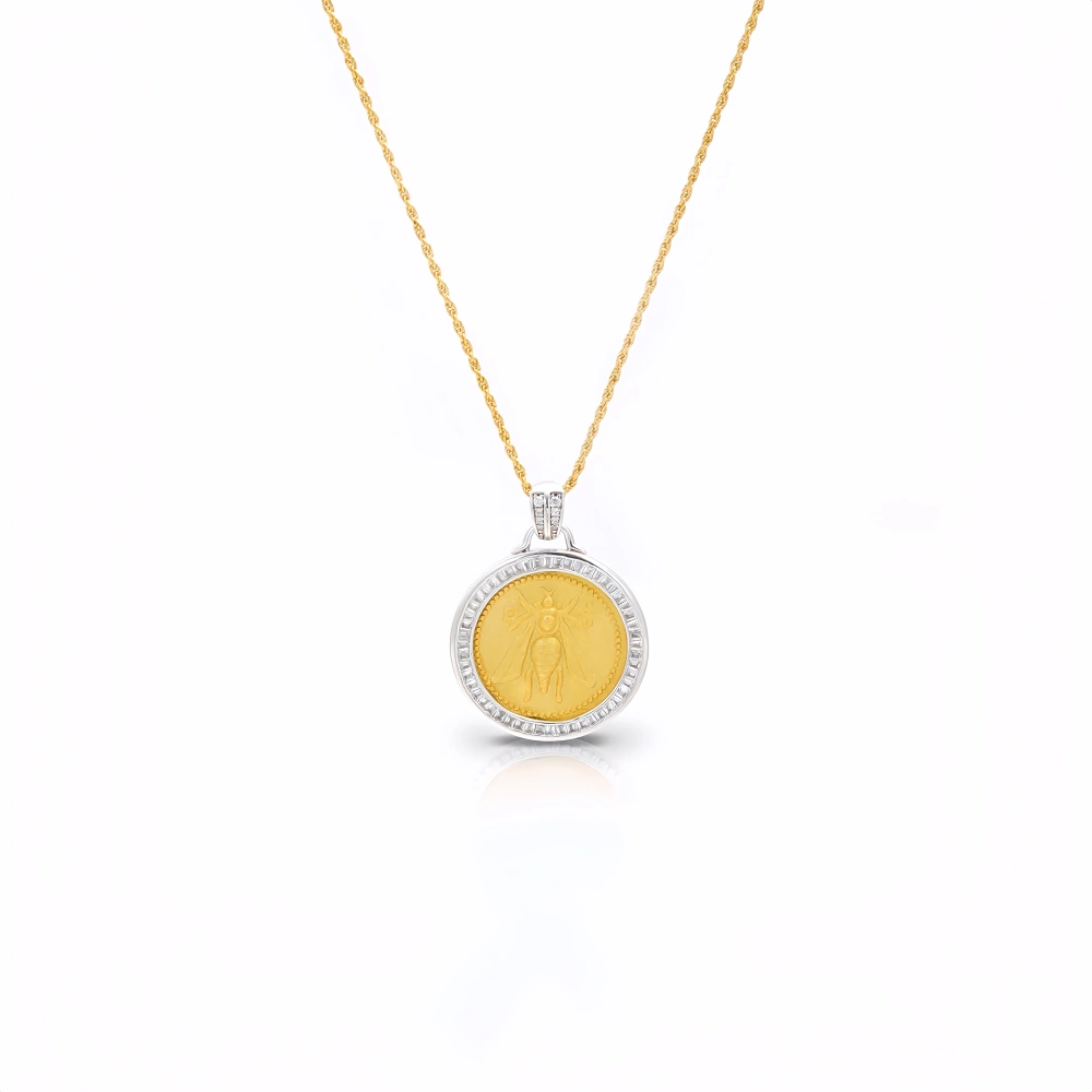 Mushan Luxury Brand Retro Style S925 Sterling Silver Exquisite Embossed Ancient Coin Bee Pendant WomenS Necklace Jewelry