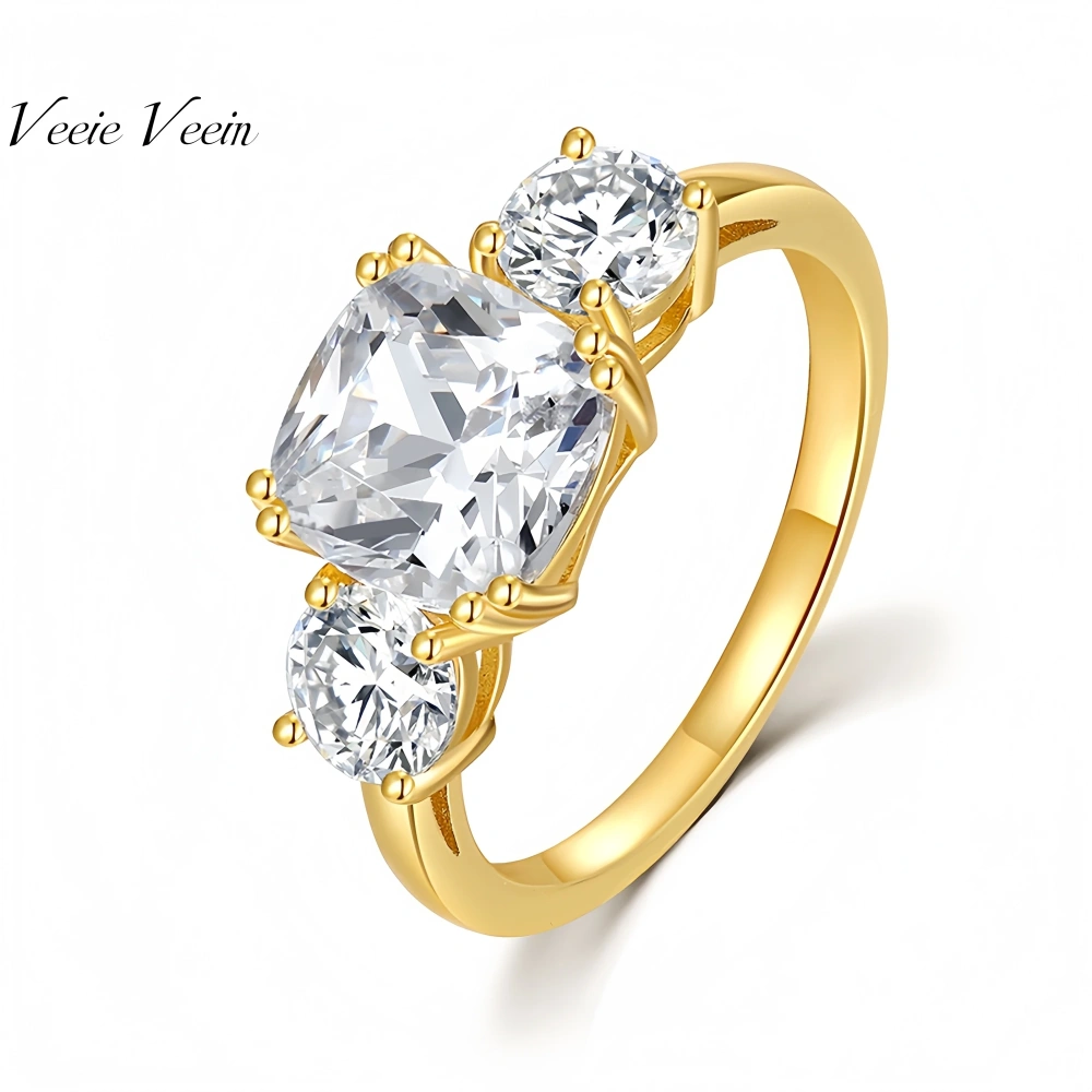 Veeie Veein Luxury Brand S925 Sterling Silver Ring Moissanite 2 Carat Moissanite Starry Ring GRA Certificate  Ring Jewelry