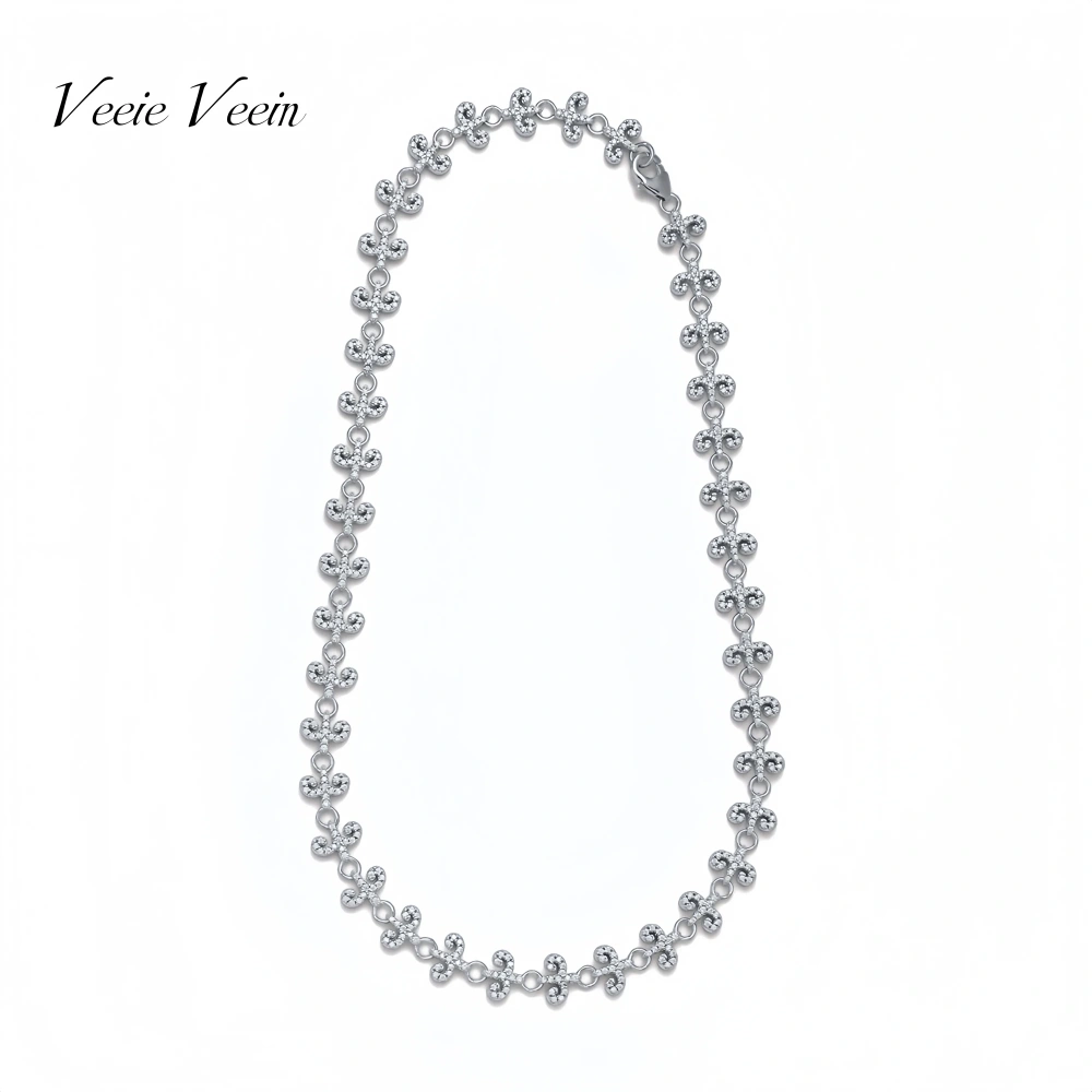 Veeie Veein Luxury Brand New Products S925 Sterling Silver Moissanite Necklace Retro Floral Versatile Woman Necklace Jewelry