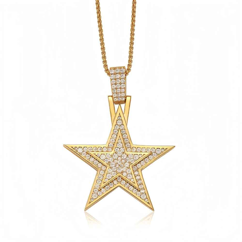 Veeie Veein Luxury Brand High Quality S925 Sterling Silver Pendant Fully Set With Moissanite And Is Five Pointed Star Jewelry