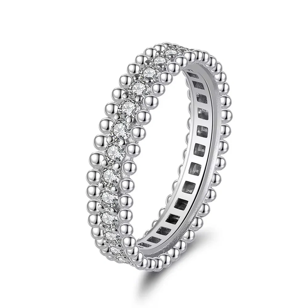 Veeie Veein Luxury Brand High Quality Beaded Edge GRA Certificate Ring For Women S925 Sterling Silver Ring Fashion Ring Jewelry