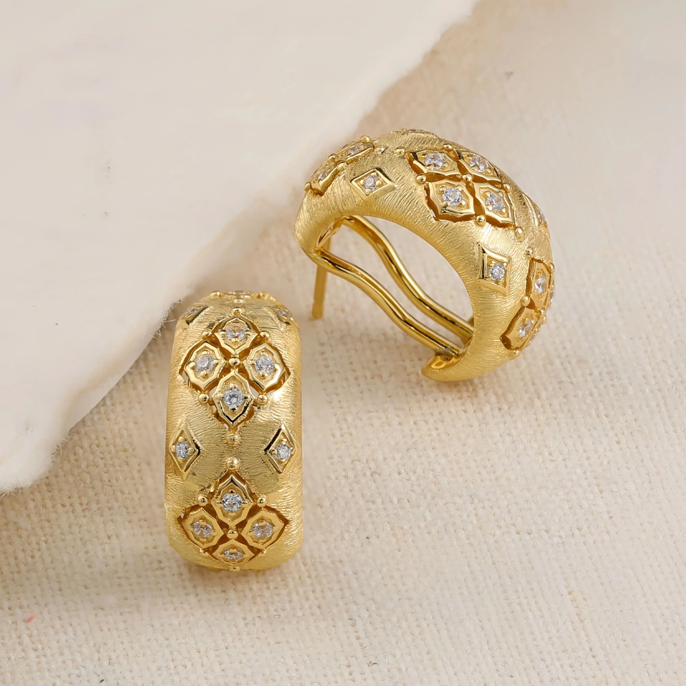 Mushan Luxury Brand High Quality Hot Sale WomenS 925 Sterling Silver Diamond-Encrusted Four Leaf Flower Brushed Stud Earrings