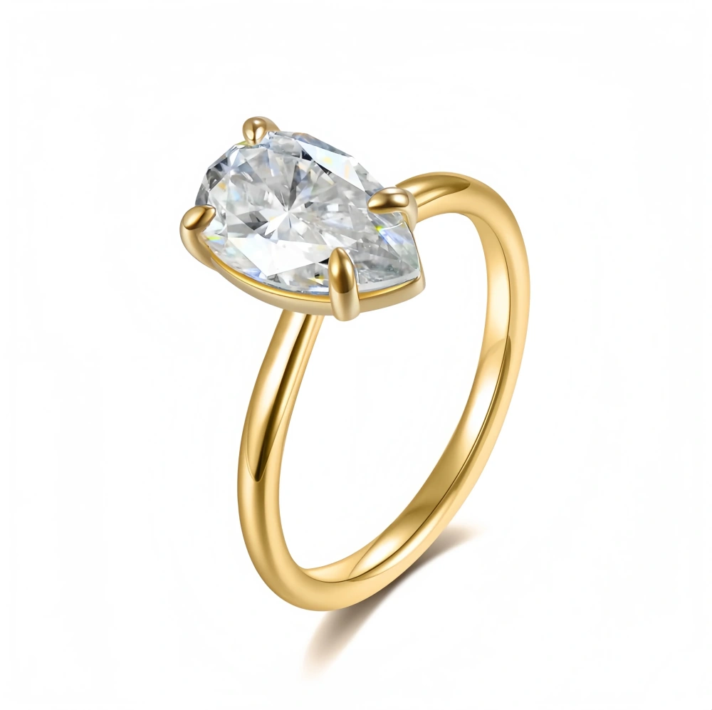 Veeie Veein Fashion S925 Sterling Silver Ring Moissanite GRA Certificate Water Droplet Claws Ring Trend Ring Jewelry